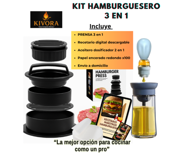 KIT PLUS INCLUYE Kit hamburguesero 3 en 1