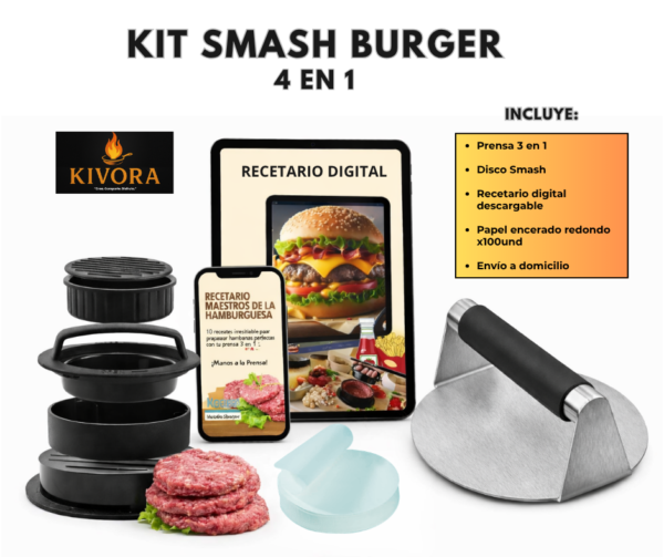 KIT SMASH BURGER INCLUYE KIT SMASH BURGER 4 EN 1